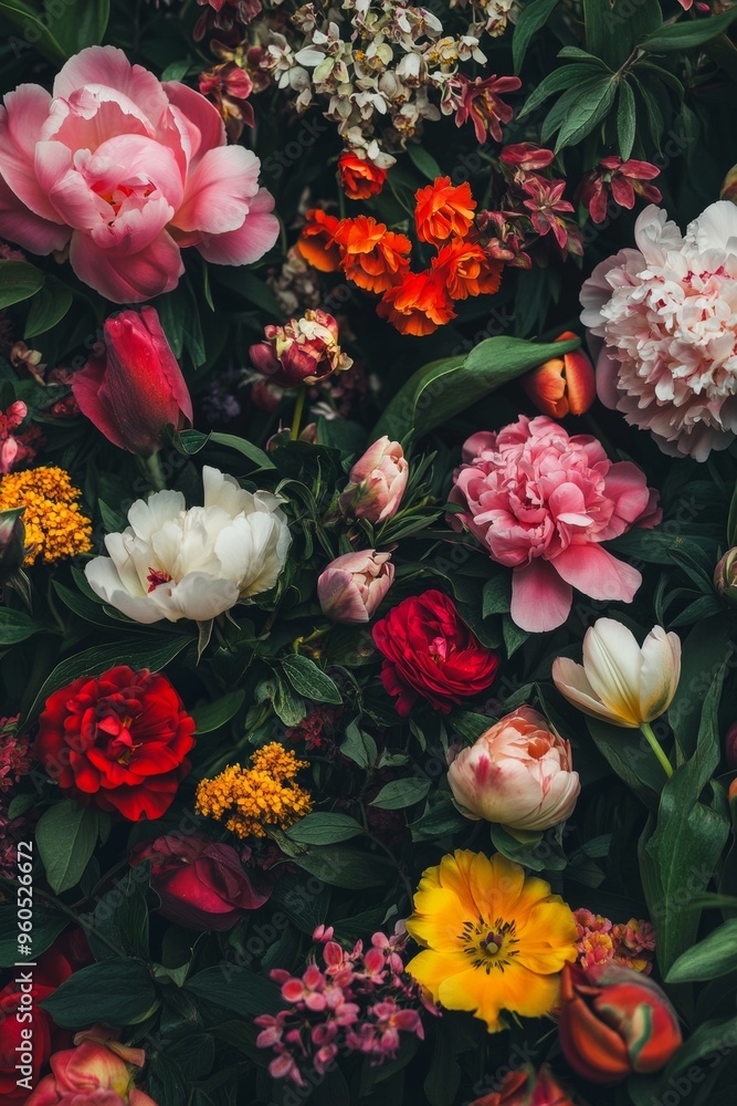 Colorful Array of Spring Flowers in Full Bloom Colorful Array of Spring Flowers in Full Bloom