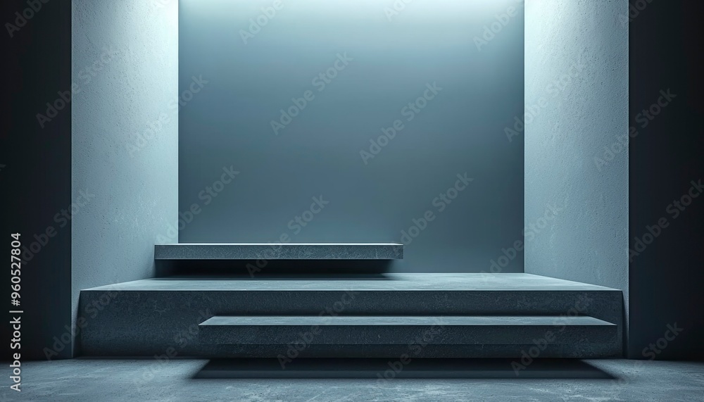 Concrete Platform with Three Steps and Wall Behind Concrete Platform with Three Steps and Wall Behind