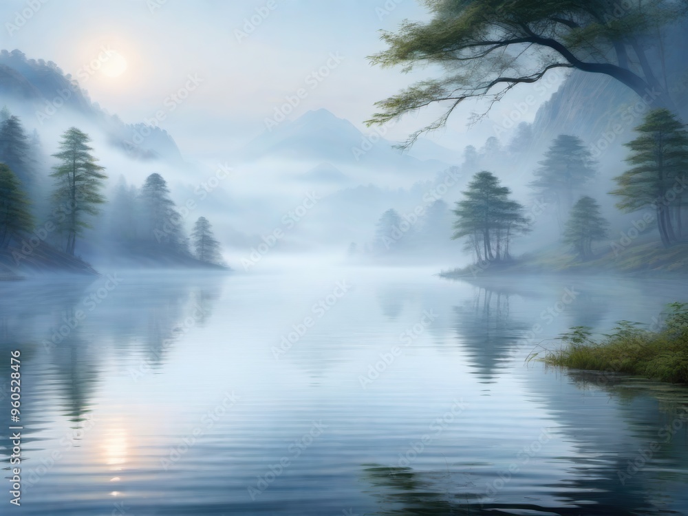 Calm Lake in the Mist Calm Lake in the Mist