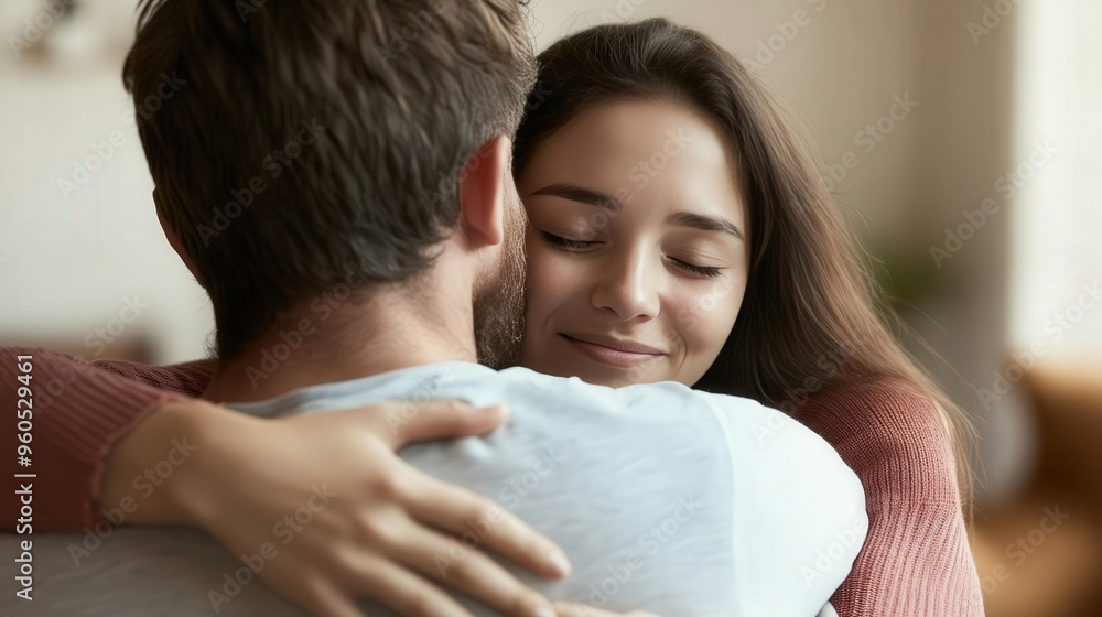 A supportive friend or family member embracing someone who has just lost their job A supportive friend or family member embracing someone who has just lost their job