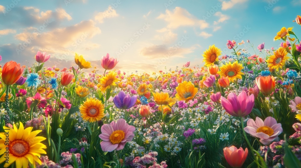 Vibrant Wildflower Field in Morning Light Vibrant Wildflower Field in Morning Light