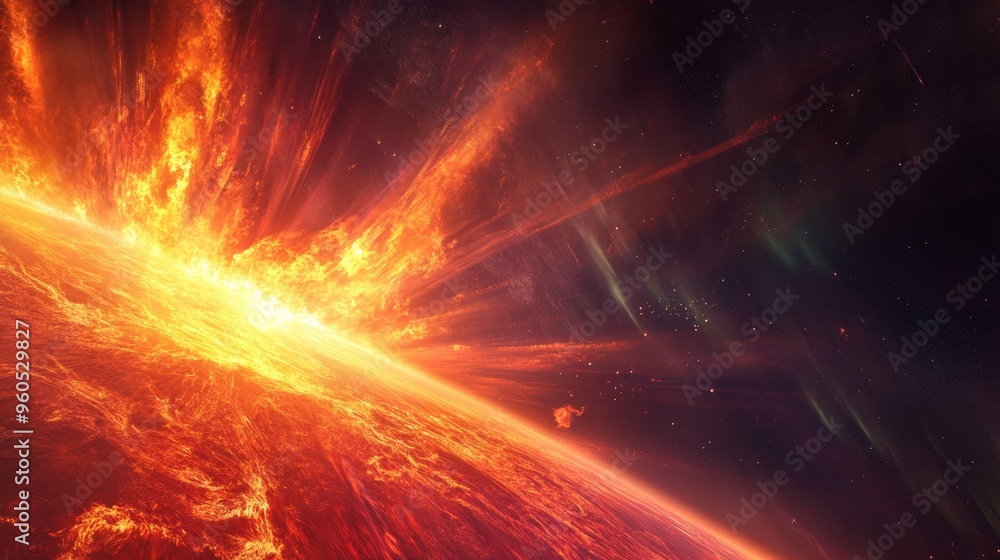 Fototapeta premium Solar Flare Eruption in Space