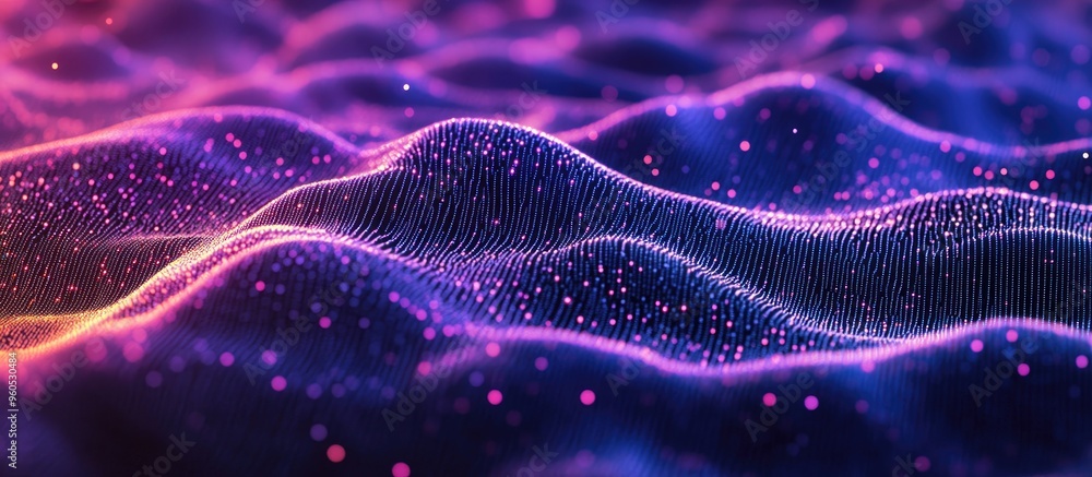 3D visualization of big data Technological wave representation Analytics in a digital background with flowing particles 3D visualization of big data Technological wave representation Analytics in a digital background with flowing particles