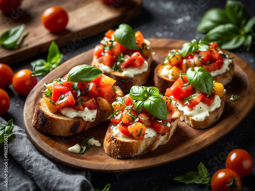 Delectable Bruschetta with Fresh Tomatoes Mozzarella and Basil