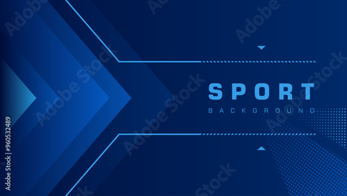 Creative sport background. Blue background with arrows. Simple geometric background. 
 photo