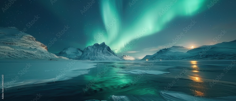 Naklejka premium Enchanting Aurora Borealis in Stunning - Ideal for Astrophotography Projects