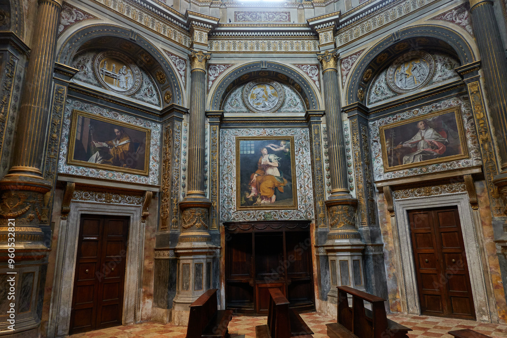 Mantua, Italy - June 19, 2024 - Interior of Cathedral of Saint Peter the Apostle in Mantua Mantua, Italy - June 19, 2024 - Interior of Cathedral of Saint Peter the Apostle in Mantua