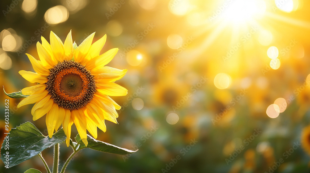 Obraz premium sunflower in the field with copy space 