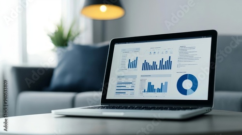 Open laptop displaying a digital business plan, modern approach to strategic planning