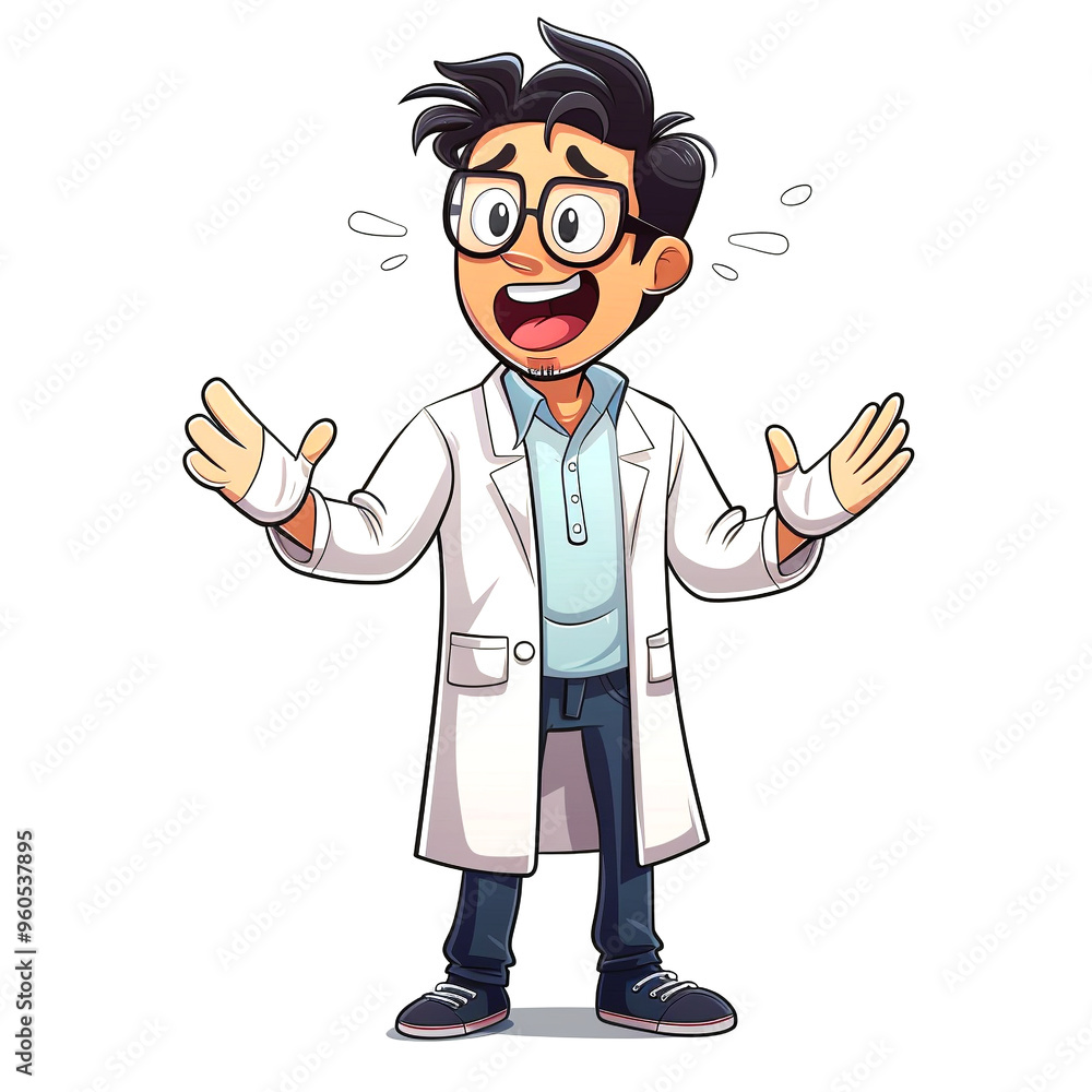 Enthusiastic scientist shares exciting discoveries in a bright laboratory setting Enthusiastic scientist shares exciting discoveries in a bright laboratory setting