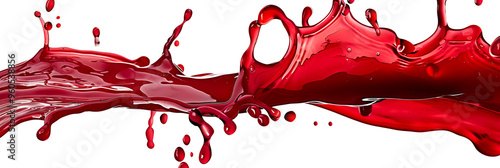 Vibrant and energetic splash of a red liquid similar to red berry jam, syrup, juice or punch, insolaten on withe background photo