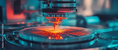 Captivating image showcasing the cutting edge technology and intricate processes within a semiconductor foundry Witness the precision and innovation behind silicon wafer manufacturing