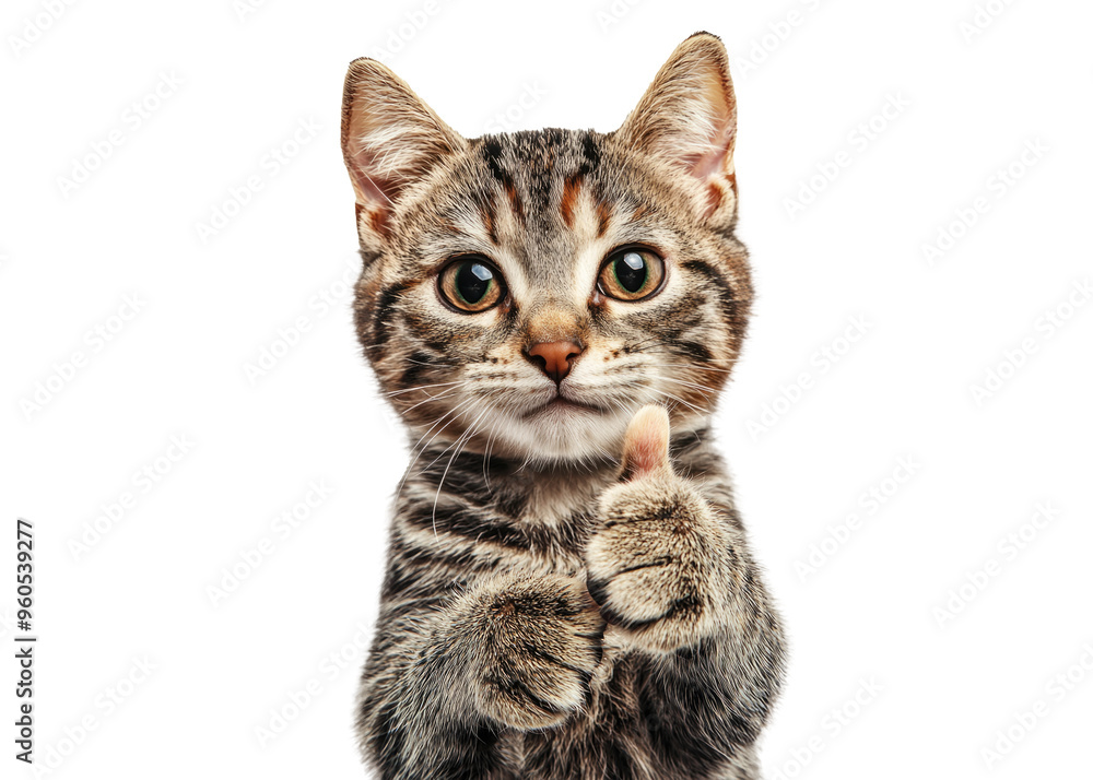 A cat giving a thumbs up isolated on transparent background. A cat giving a thumbs up isolated on transparent background.