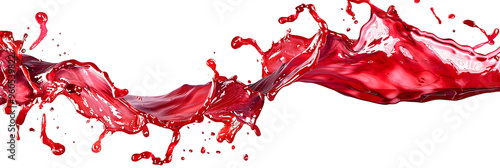 Vibrant and energetic splash of a red liquid similar to red berry jam, syrup, juice or punch, insolaten on withe background photo