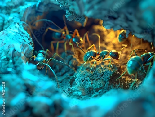 Illuminating the Intricate Underworld of an Ant Colony s Bioluminescent Ecosystem photo