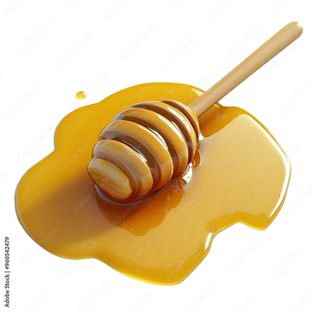 honey dipper with honey dripping isolated on transparent background Generative Ai. honey dipper with honey dripping isolated on transparent background Generative Ai.