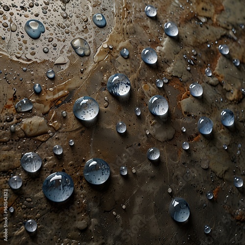 A natural stone protected with moisture and mold-resistant liquid, ensuring hydrophobicity by repelling water droplets photo