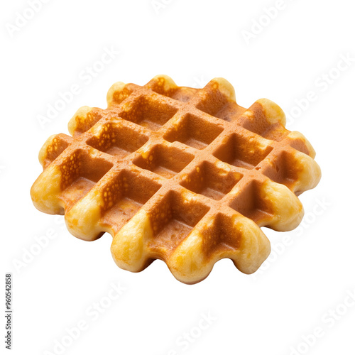 Belgian waffle isolated on transparent background Generative Ai. photo