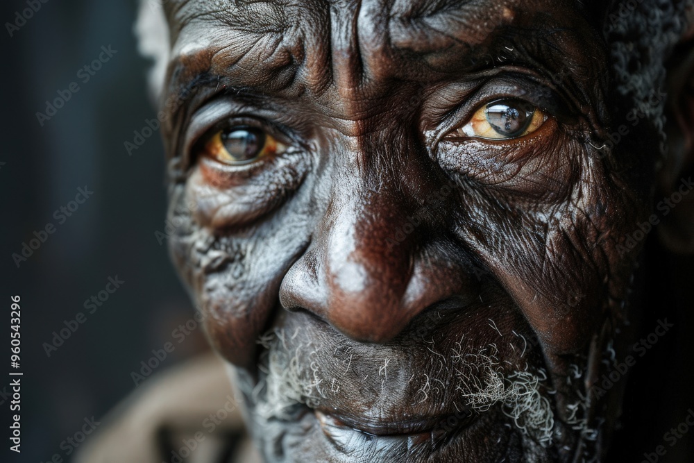 Old Black Man with Wise Eyes and Wrinkled Face Showing Kindness and Wisdom Old Black Man with Wise Eyes and Wrinkled Face Showing Kindness and Wisdom