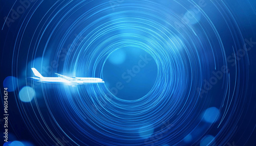 abstract blue background  with airplane