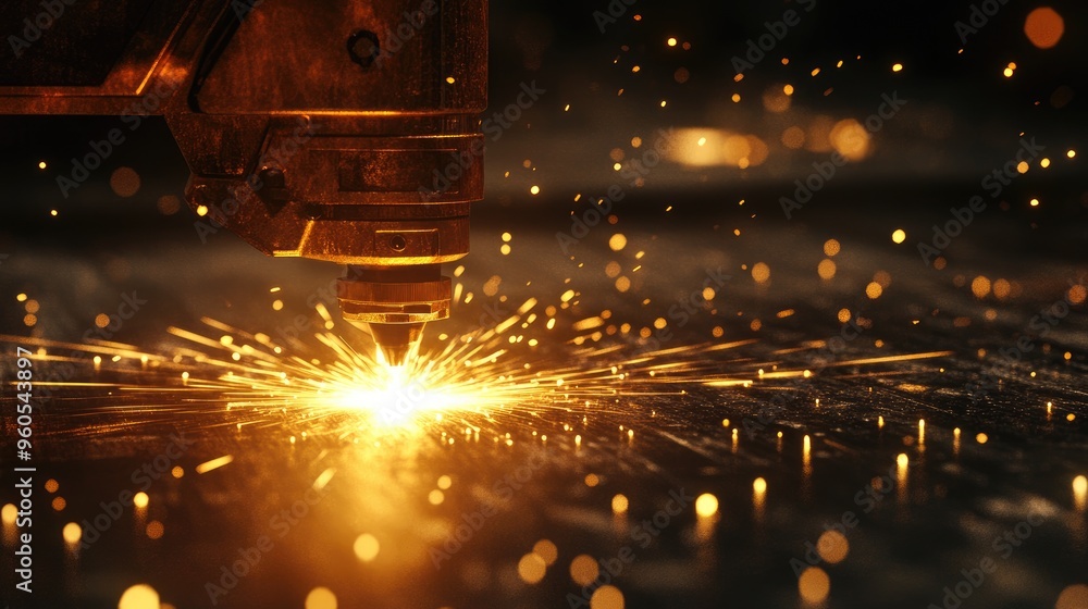 Manual Plasma Cutter Operating on Metal Sheet Manual Plasma Cutter Operating on Metal Sheet