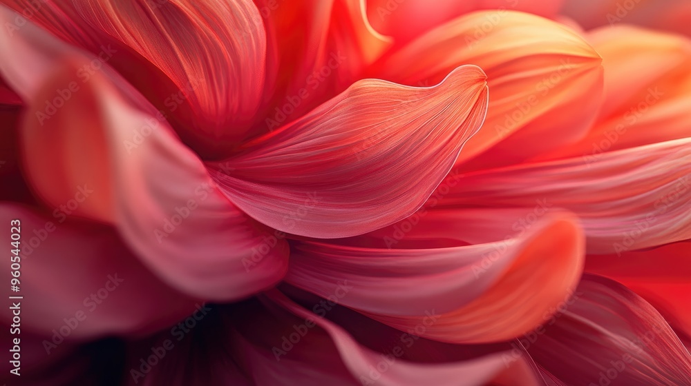 Detailed close-up of dahlia petals, highlighting their delicate texture and rich color, with soft lighting creating a sense of depth and beauty Detailed close-up of dahlia petals, highlighting their delicate texture and rich color, with soft lighting creating a sense of depth and beauty
