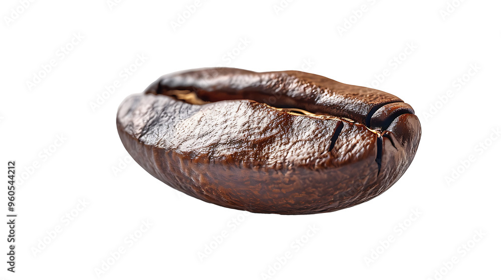 Detailed coffee bean with realistic texture and shading, isolated on a white background Detailed coffee bean with realistic texture and shading, isolated on a white background