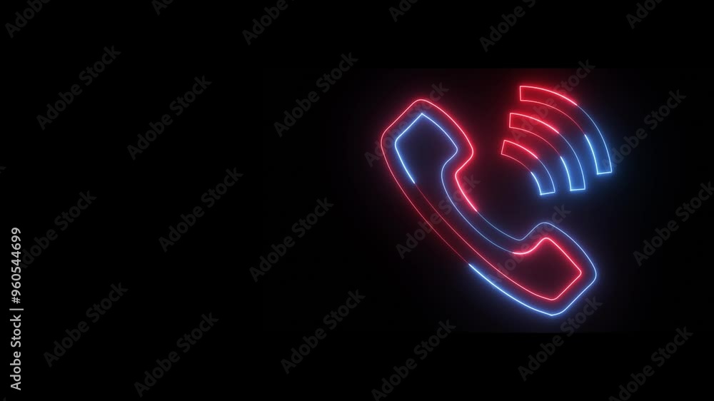 Black Background on Neon Call Icon Animation. neon glowing icon. Black Background on Neon Call Icon Animation. neon glowing icon.