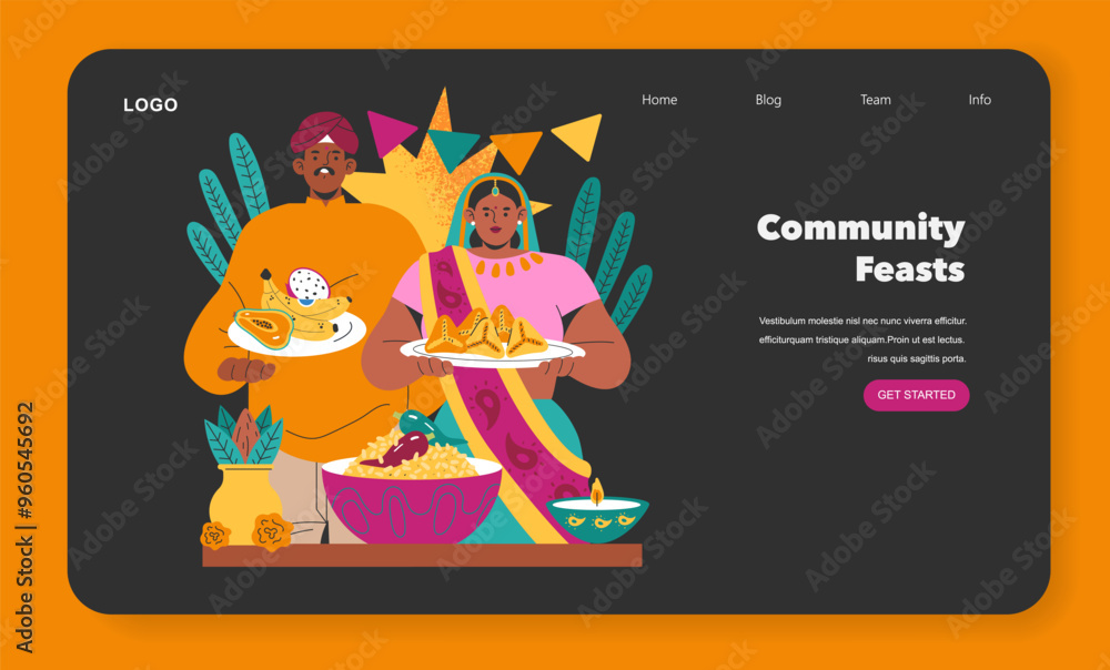 Fototapeta premium Navaratri. Flat Vector Illustration