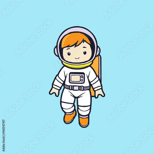 astronaut vector logo design illustration. astronaut mascot logo. Astronaut Boy