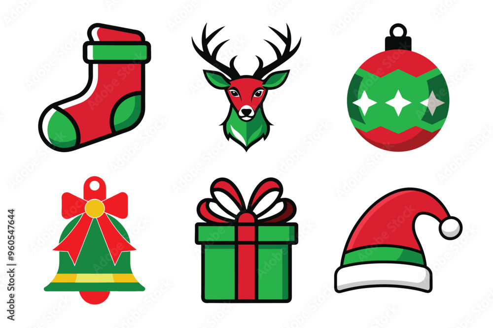 set of christmas icons set of christmas icons
