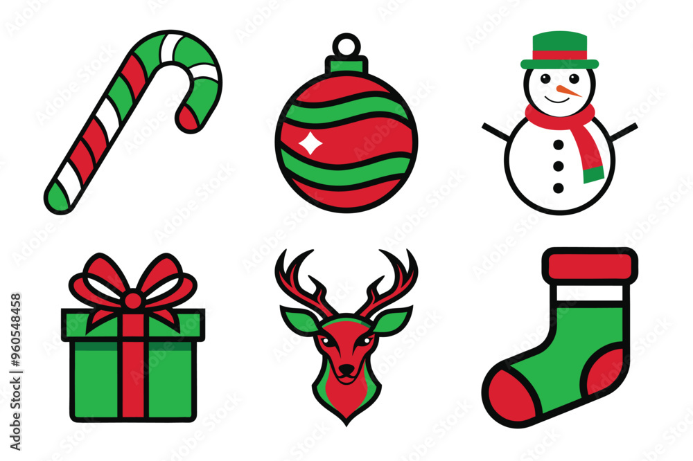 Naklejka premium christmas icons set