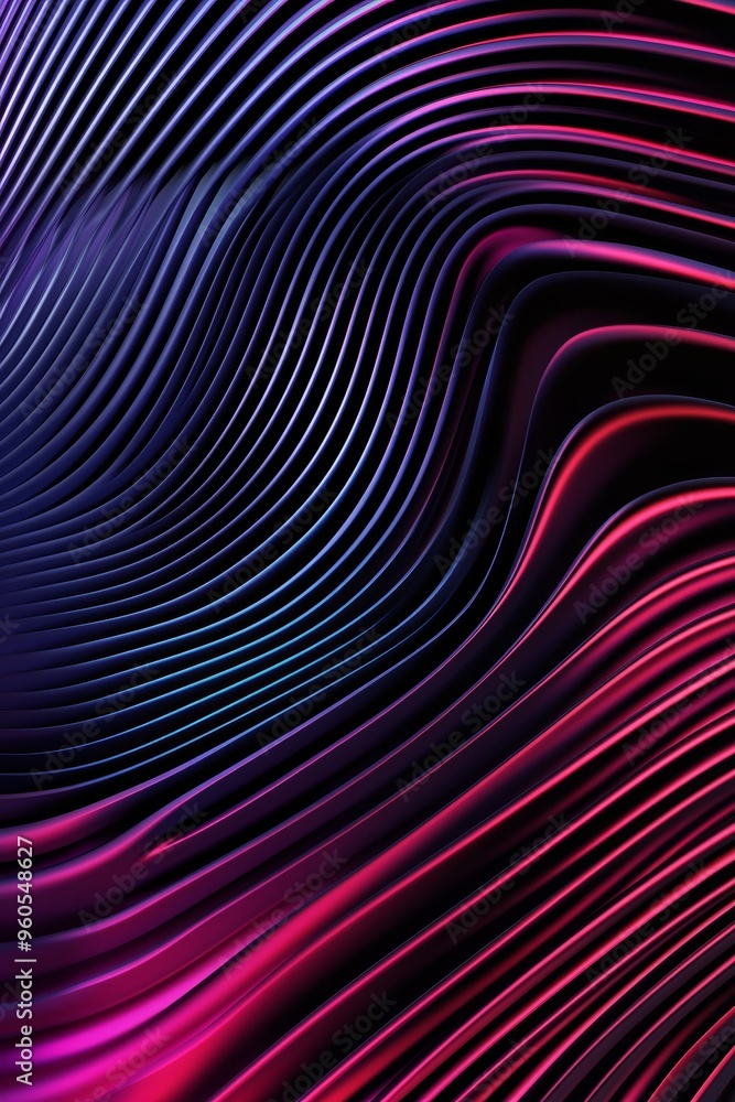 Minimalist glowing line art, undulating curves in red, purple, and blue tones, 3D illustration Minimalist glowing line art, undulating curves in red, purple, and blue tones, 3D illustration