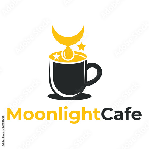 moonlight cafe minimalist logo design