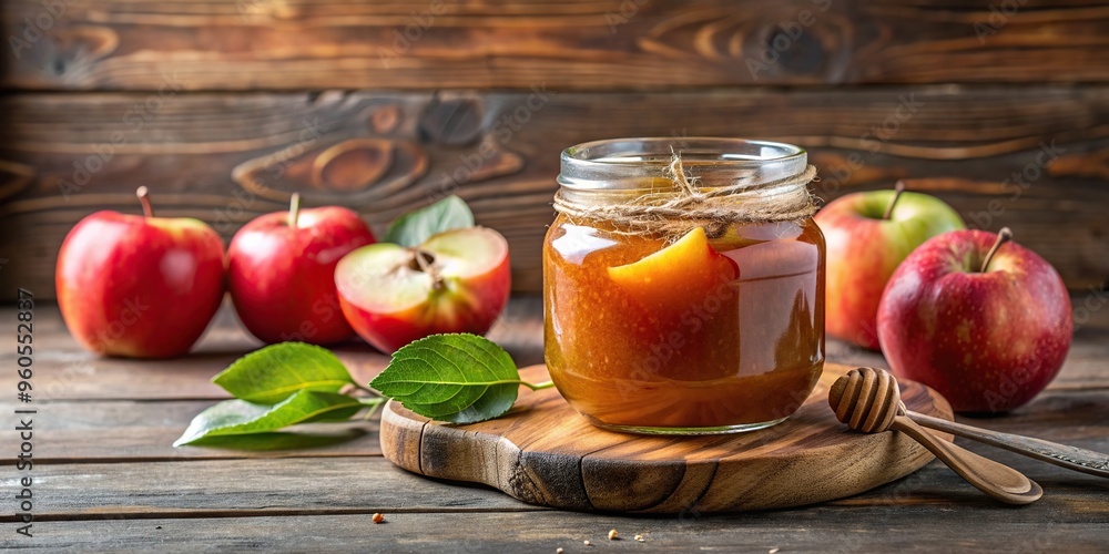 glass jar, homemade, fresh apple, rustic, autumn, wooden background, harvest, jar, healthy, food, breakfast, Apple jam in a glass jar with a slice of fresh apple on a wooden background glass jar, homemade, fresh apple, rustic, autumn, wooden background, harvest, jar, healthy, food, breakfast, Apple jam in a glass jar with a slice of fresh apple on a wooden background