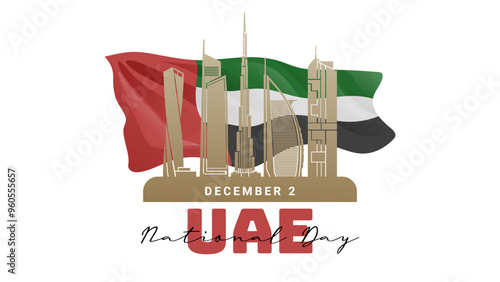 United Arab Emirates National Day Banner Dubai City National Flag Background Illustration Concept