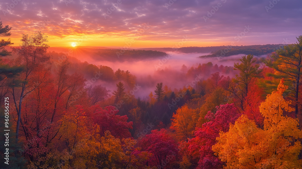 covering the ground, benches along the path, and sunlight streaming through the colorful trees, creating a peaceful scene. covering the ground, benches along the path, and sunlight streaming through the colorful trees, creating a peaceful scene.