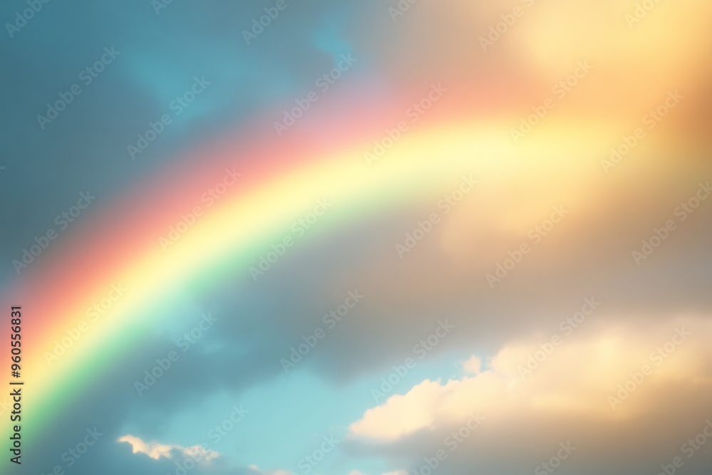 A brilliant rainbow stretching across the sky after a light afternoon shower A brilliant rainbow stretching across the sky after a light afternoon shower