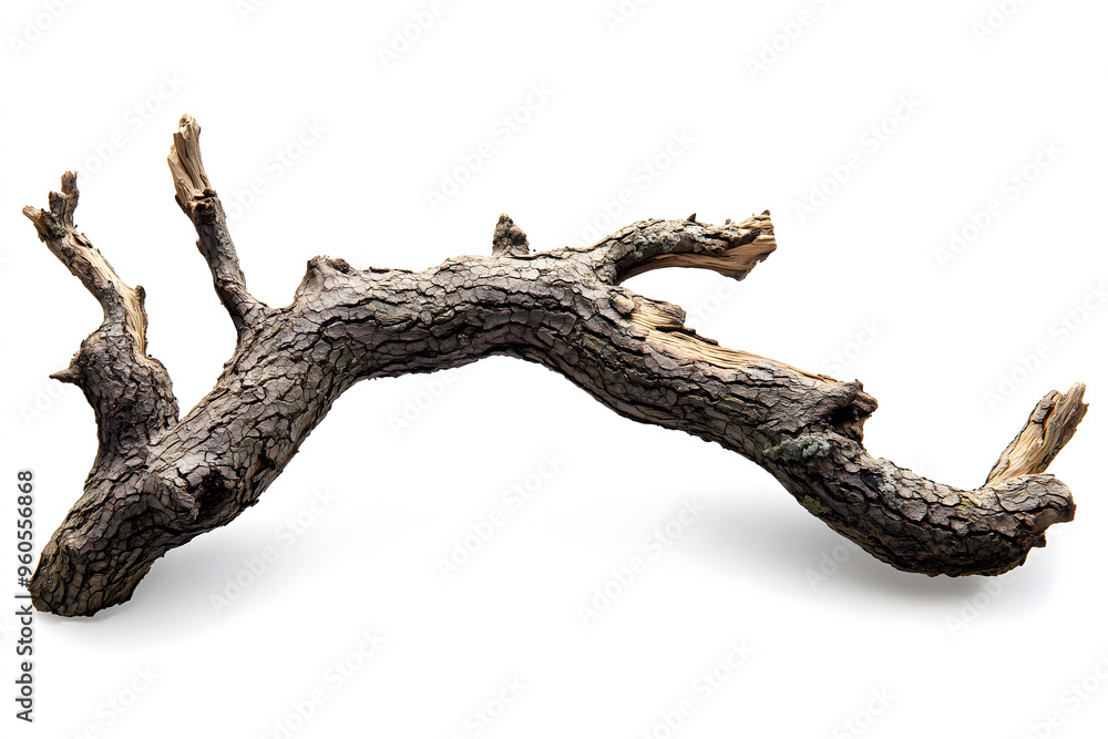 Twisting Ancient Tree Branch Isolated on White Background Twisting Ancient Tree Branch Isolated on White Background