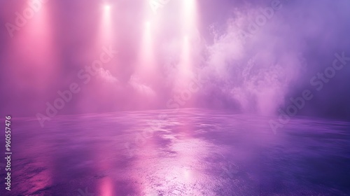 Ethereal Stage Bathed in Soft Hues of Purple and Pink Dreamlike Light Patterns Create a Romantic and Captivating Atmosphere Evoking a Sense of Fantasy and Magic in the Serene Landscape