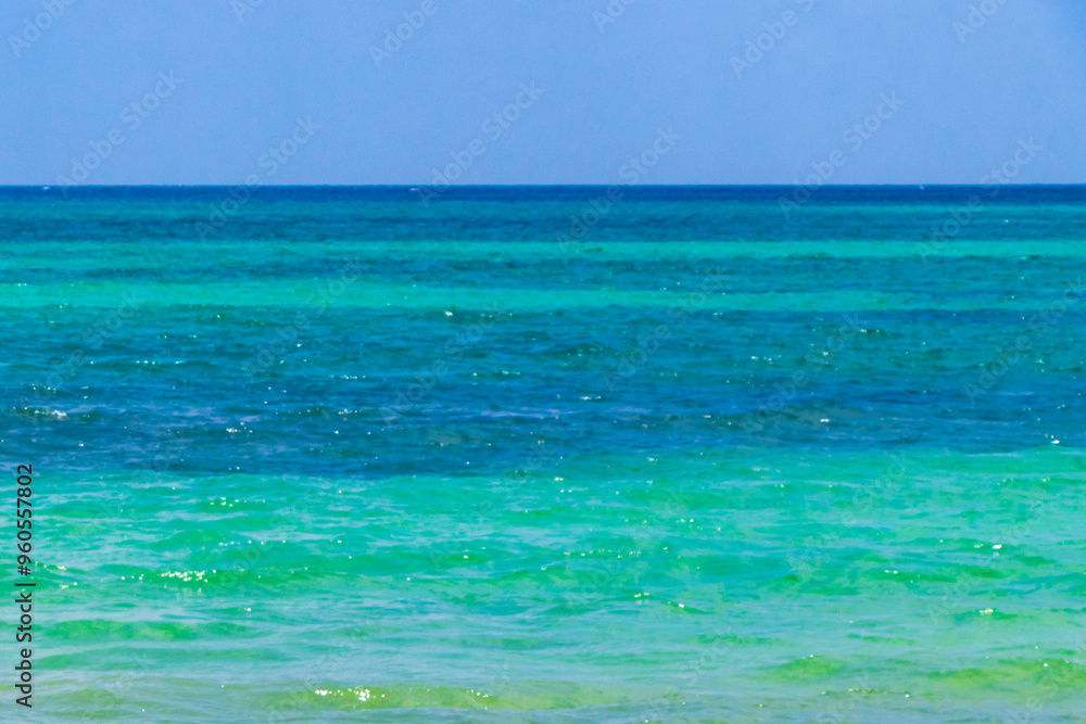 Tropical Caribbean beach sea clear water Playa del Carmen Mexico. Tropical Caribbean beach sea clear water Playa del Carmen Mexico.