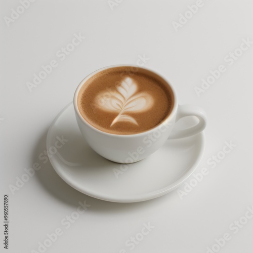 Latte Art in a White Coffee Cup