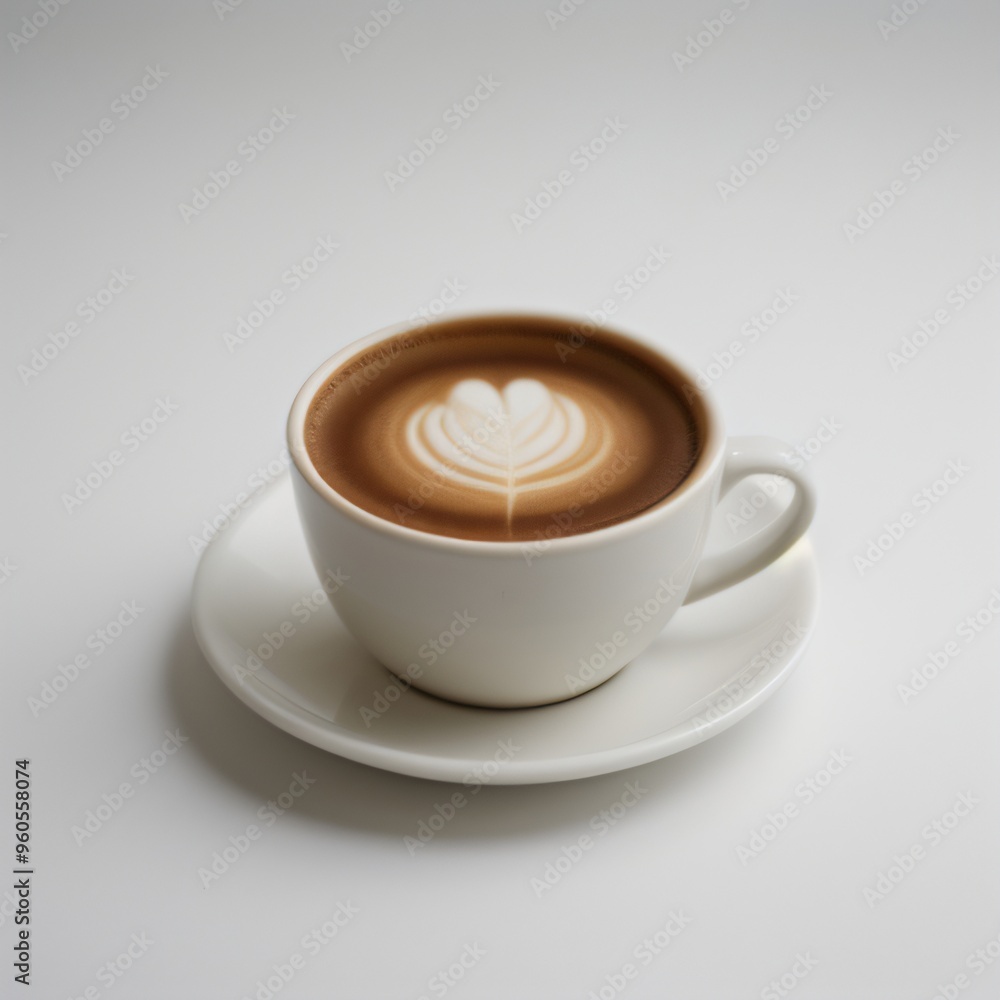 Latte Art in a White Coffee Cup Latte Art in a White Coffee Cup