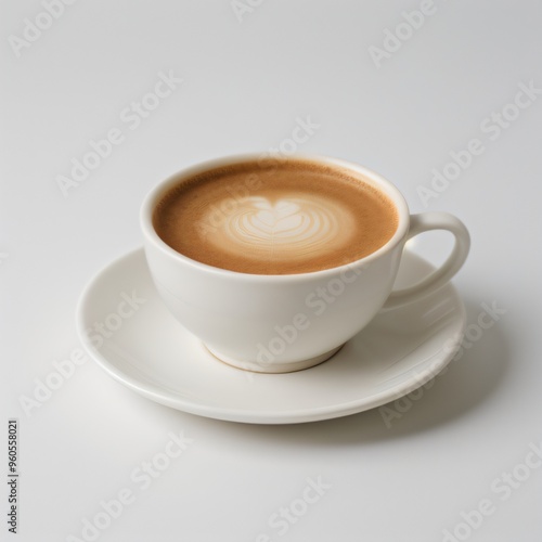 Latte Art in a White Coffee Cup