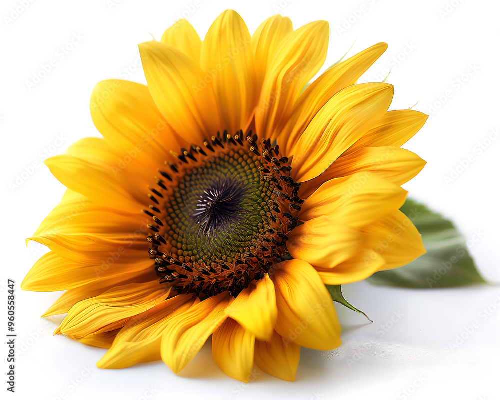 Fototapeta premium Vibrant Sunflower Close-Up on a Clear Background