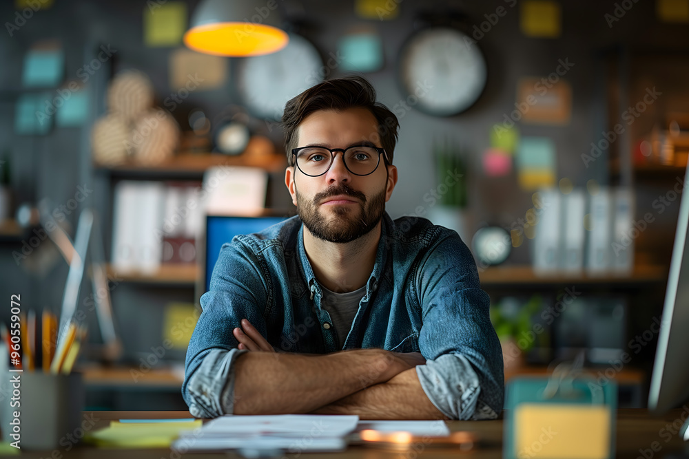 Confident Young Man at Creative Workplace Confident Young Man at Creative Workplace