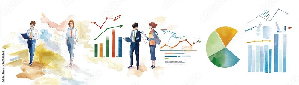 Naklejka premium Business plan presentation with a focus on financial goals and revenue growth