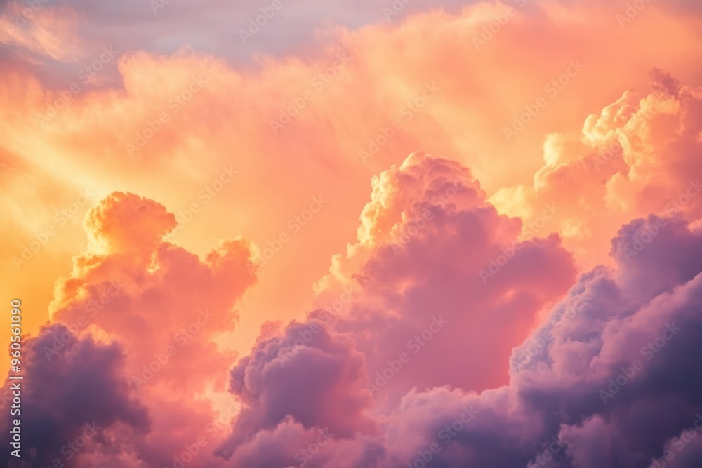 Afternoon Clouds. Dramatic Sunset Sky with Pink and Orange Hues Afternoon Clouds. Dramatic Sunset Sky with Pink and Orange Hues