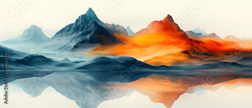 Majestic Sunset Over Reflective Water in a Vibrant Mountainous Landscape
