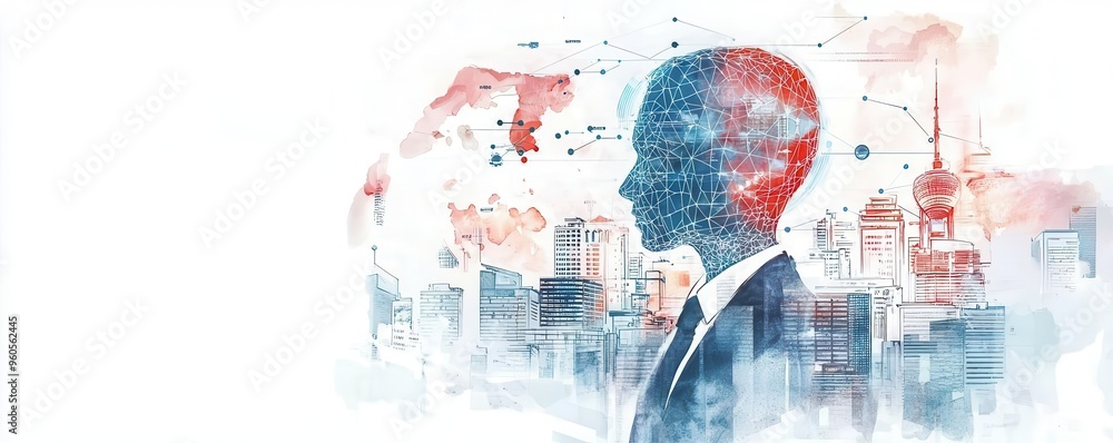 Obraz premium Global economy 2025 visualized with advanced AI algorithms on digital displays